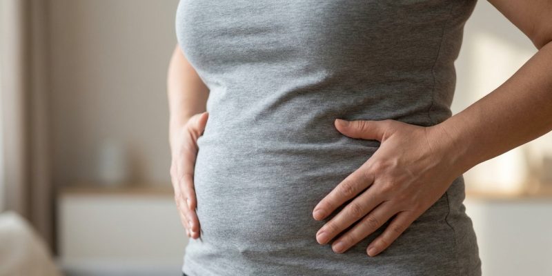 Persona adulta con accumulo di grasso addominale, immagine rappresentativa dei trattamenti medici per obesità e sovrappeso con Semaglutide e Tirzepatide.